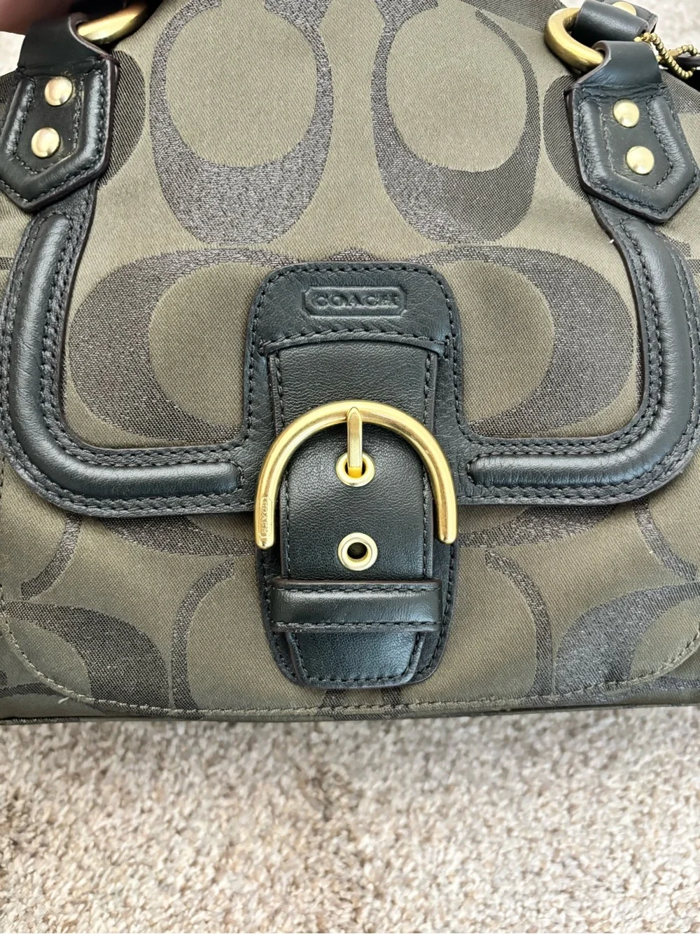 Coach Signature Satchel in Dark Brown and Black